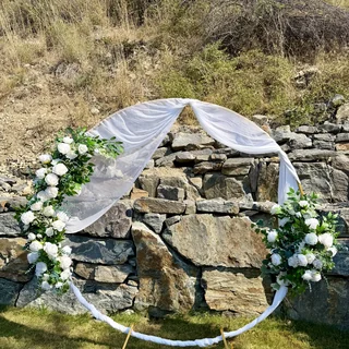Round ceremony arch — styled — Lakeside Tent Co, Kelowna